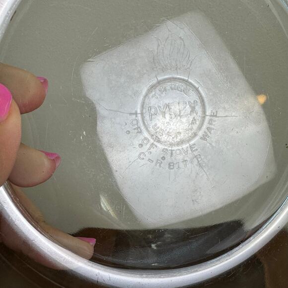 Vintage 1940s Pyrex Flameware C-R 817 B Blue Tint Pan Skillet Bowl USA - Picture 8 of 9